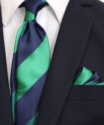 Stripe Jaquard Neck Tie With Hanky