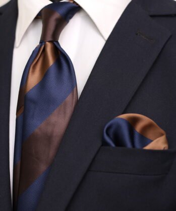 Stripe Jaquard Neck Tie With Hanky